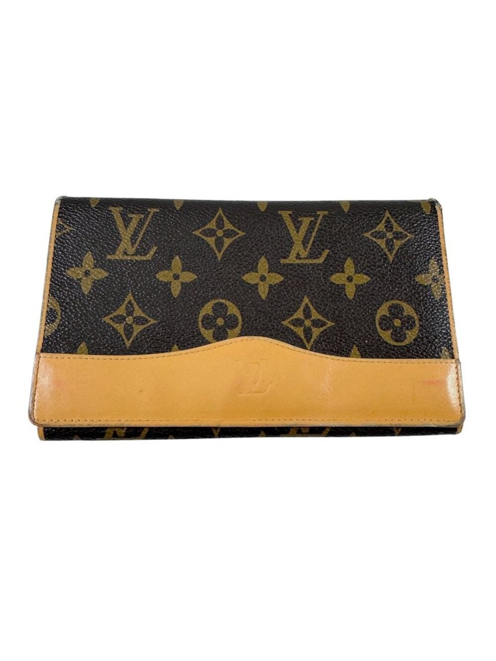 Louis Vuitton LV Wallet Signature Logo Leather Gold Tone Hardware Vintage